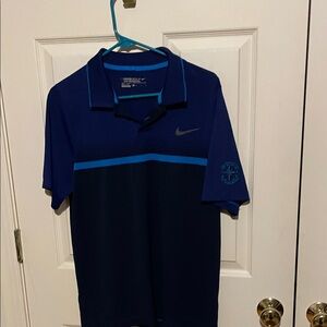 Nike Men's Navy and Light Blue  dri-fit performance golf  Shirt size medium
